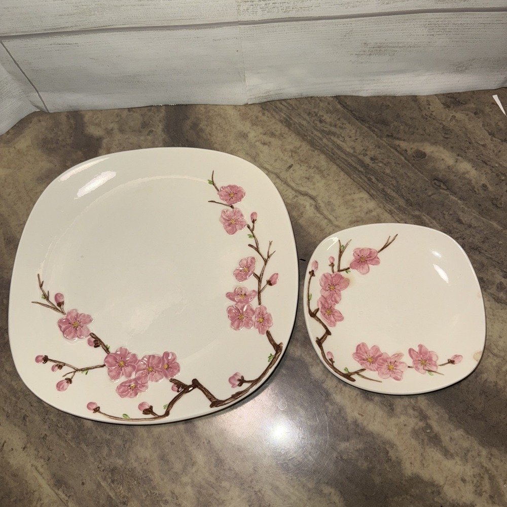 Metlox Poppy trail Peach Blossom Dinner Plate And Salad Plate , Flaw